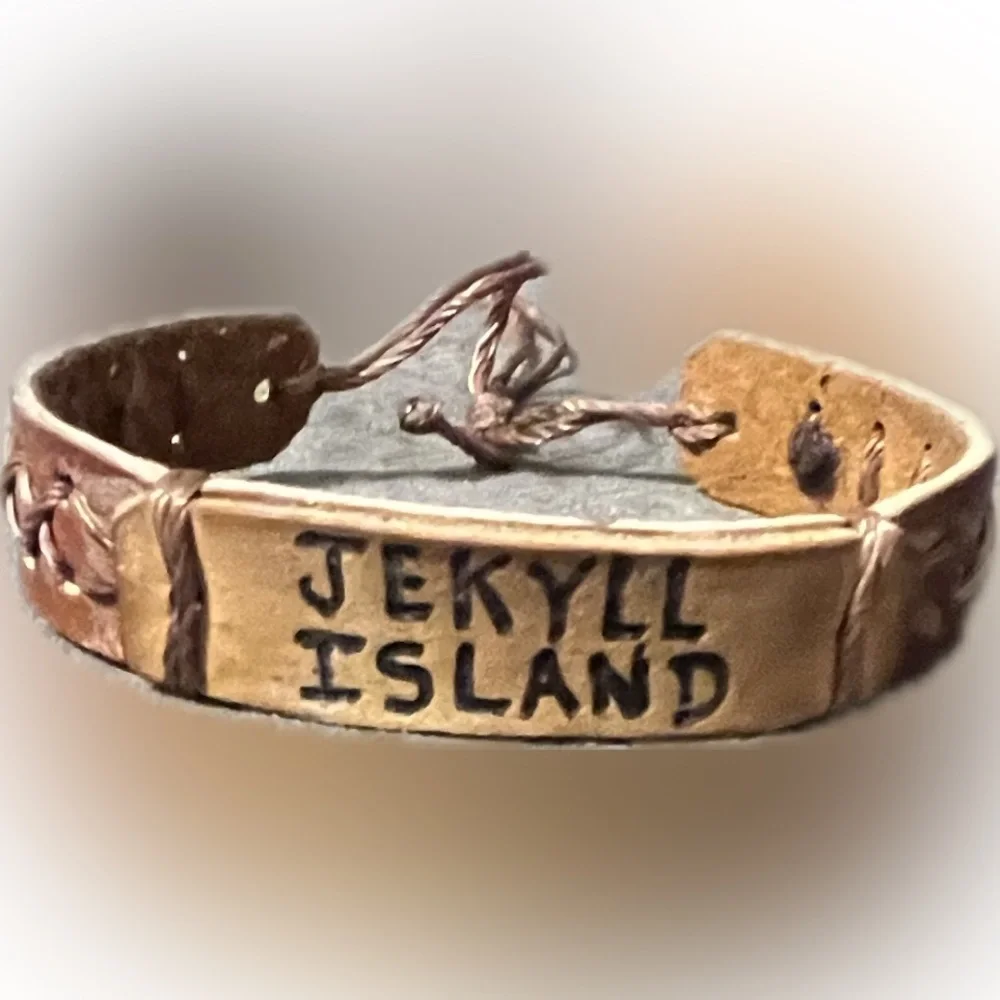 💥New Jekyll Island Leather Adjustable Multi String Bracelet Ocean Beach Souvenir